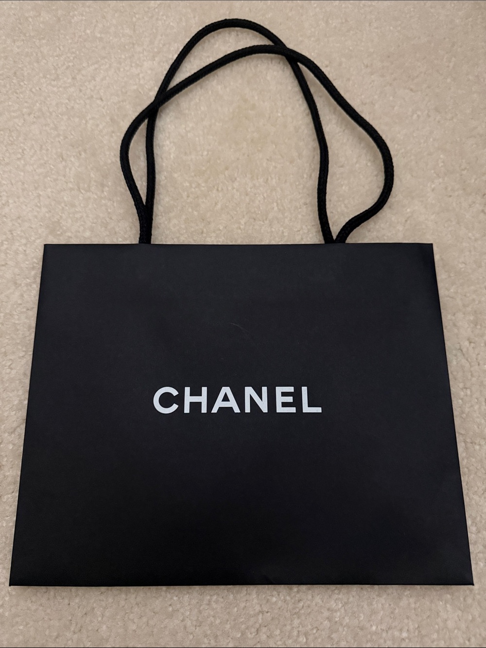 CHANEL Black Logo Shopper Tote with Rope Handles